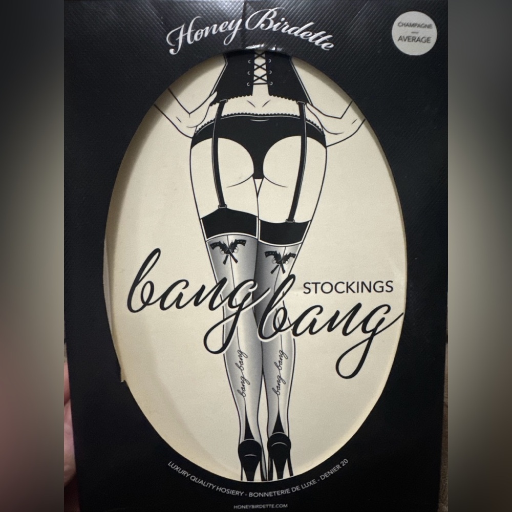 Honey Birdette Vintage Bang Bang Nude Stockings with Black Seam - RARE 🔥
